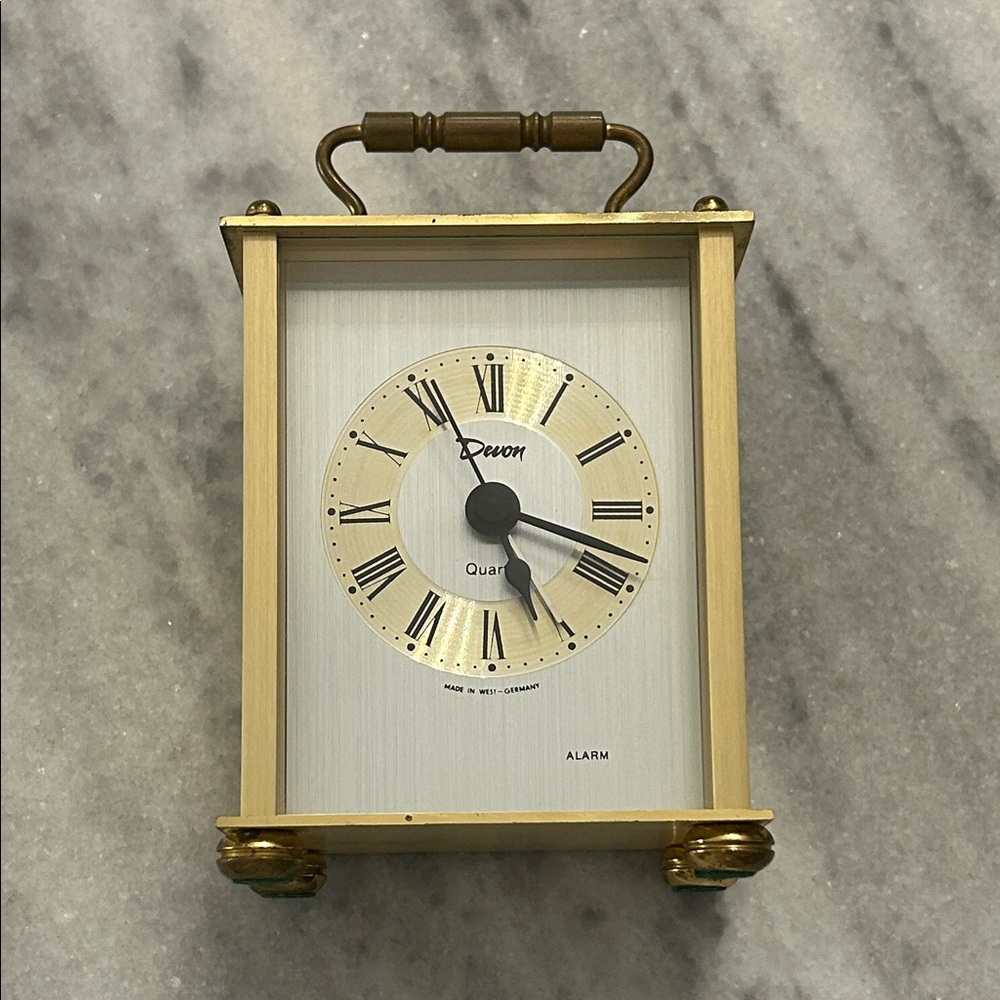 Vintage Devon Quartz Brass Mantle Carriage Clock Tested West Germany